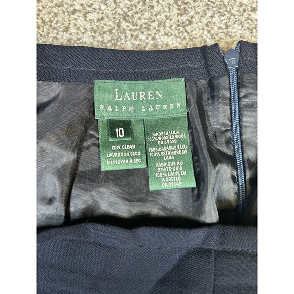Vintage 90s  Ralph Lauren Women's Skirt Navy 100% Wool Made in USA Size 10 - Picture 3 of 5